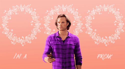 softboysam:sam winchester in purple and peach for @littlesistersam
