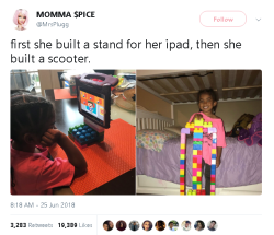 goawfma:she’s so adorable omg 😭😭  Ok but look at the iPad holder, she didn&rsquo;t just stack the blocks like most kids, she put em together like bricks so the whole structure is stronger you go lil sis!!