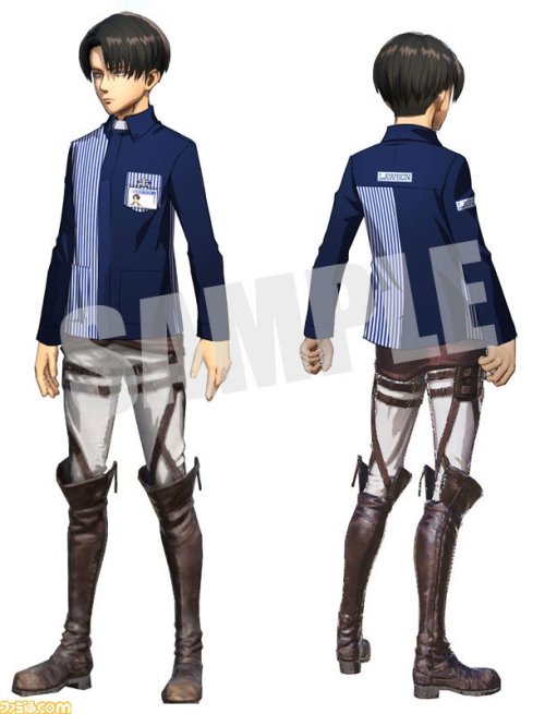 Eren & Levi in LAWSON staff uniforms(KOEI TECMO Shingeki no Kyojin & Shingeki no Kyojin 2 Games)