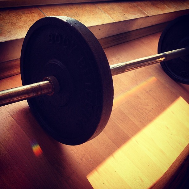 Barbell rainbow in the morning. #powerlifter #powerlifting #powerliftinggirl #fit #gym #paleo #autumn