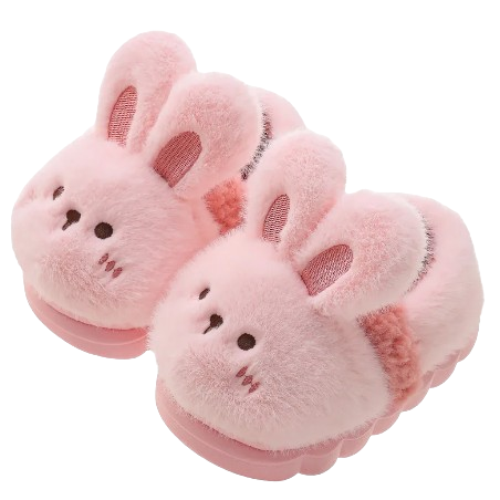 transparent image of fuzzy slippers that look like pink bunnies