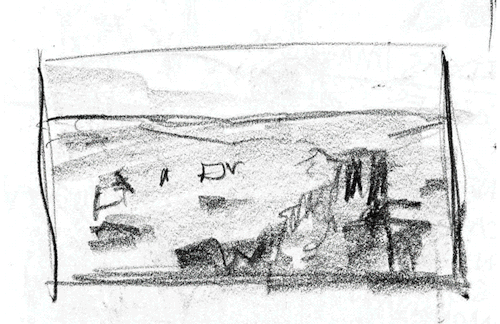 kimdraws:Sheep landscape with a gif for an idea of process. 