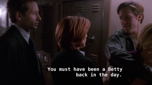 fbi-basement-buddies:  I love how Scully just looks confused while Mulder looks actually offended that the guy used past tense. My very platonic partner is STILL incredibly hot thank you very much ya punk now get outta here.