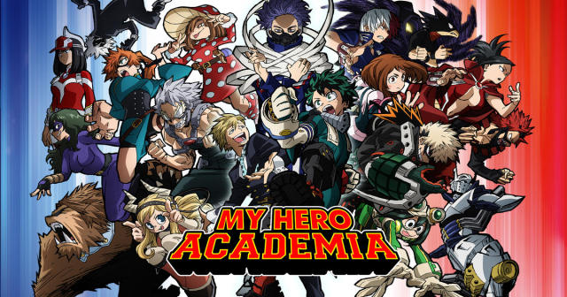 My Hero Academia picture showing all of the students in Class 1-A and Class 1-B.