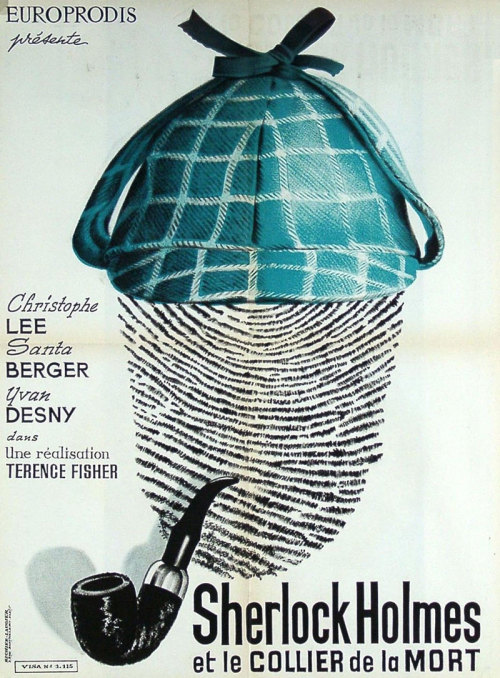 movieposteroftheday:French poster for SHERLOCK HOLMES AND THE DEADLY NECKLACE (Terence Fisher, West 