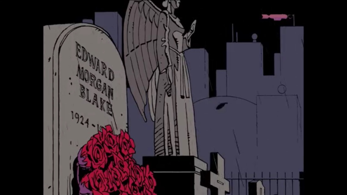 Stills from the Watchmen moving comic, issue 2. Absent friends