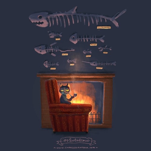 Random Word Doodles: image response to the word ‘Ostentatious’ #rwdoodles #cat #fish #bones #trophy http://t.co/IuSQGZxmc8