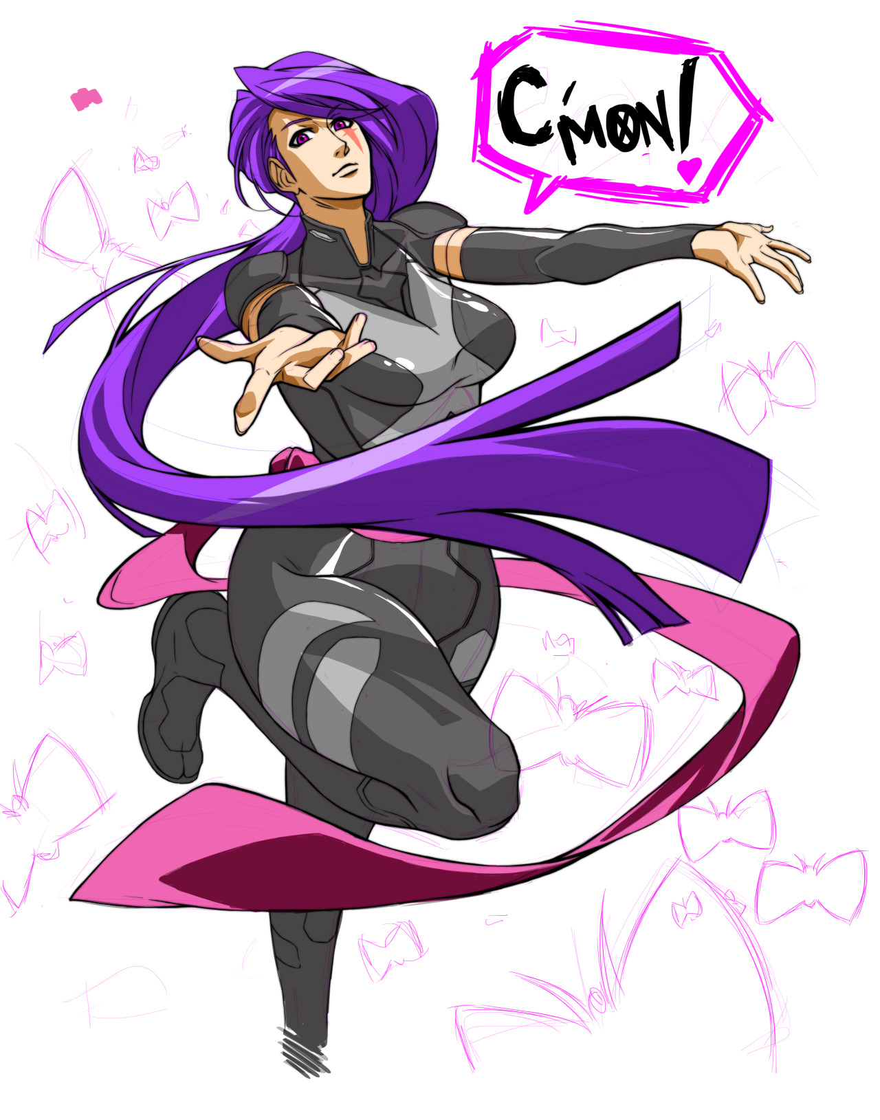 parttimeshuffle: Psylocke practice exercise. I rarely draw Marvel characters but