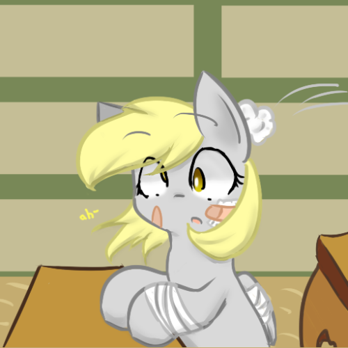 Aww, poor lil Derpy! ;w;  …that cute lil sleepin’ Doccy tho~ xp