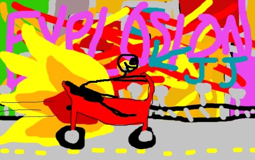 MEMJ0123 drew this beautiful piece of art. It’s me riding a motorcycle with the city landscape in the background and explosions…  I’m gonna print it and put it on my wall. 