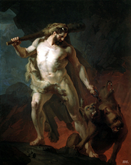 hadrian6: Hercules removes Cerberus from the gates of hell. 1855. Johann Koler. Russian. 1826-1899. 