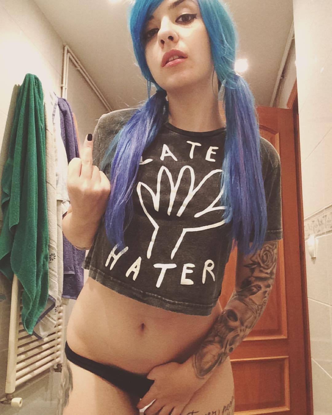 saria-suicidegirl: Later hater.  Crop top by @disturbia   @suicidegirls #suicidegirlspain