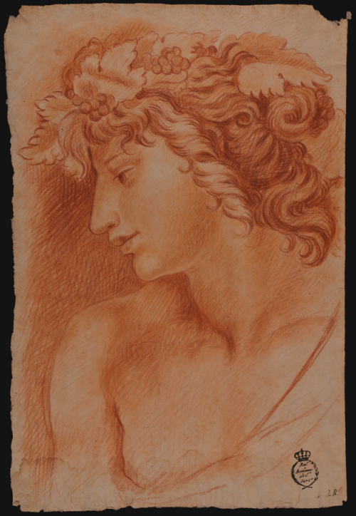 greekromangods:Study of head of Dionysos18th centuryFelipe de Castro (copy of Rafael)Sanguine** My O