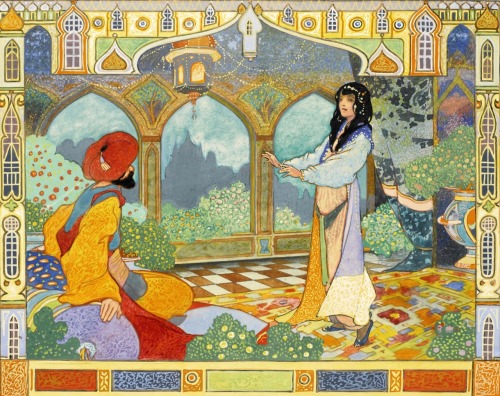 The story of Prince Ahmed and the Fairy Perie Banou from the Arabian Nights Entertainments.Illustrat