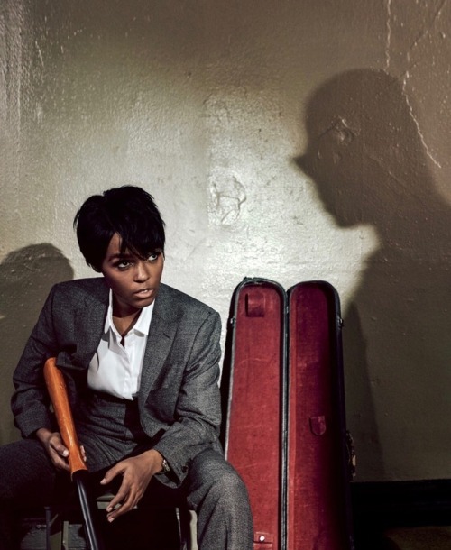 sexartandpolitics: eyeblogaboutnothin: Janelle Monáe “Noir Town” photoshoot for W