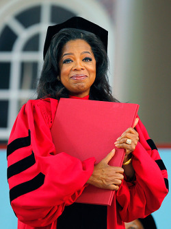 showbizmybiz:  Oprah received an honorary doctorate from Harvard last week…  she earned her first degree from Tennessee State University in speech and performing arts (1976). Considering her life prior to the Oprah Winfrey Show, I’d be tearing up