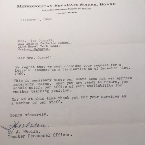 Michaela Cornell‏: “My mom kept this. Perhaps as proof of the bullshit women had to put up with. “Yo