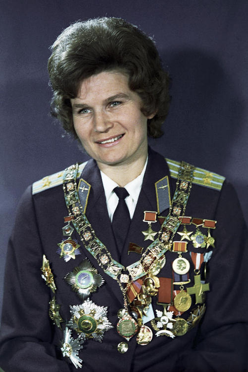 spiritofapollo: Valentina Tereshkova, first woman in space, with her medals.