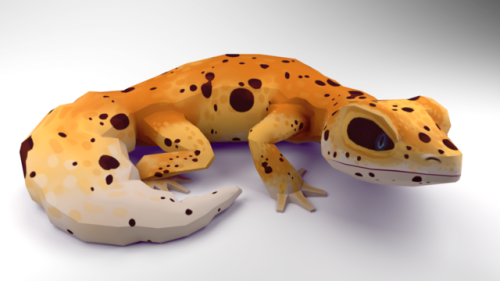 3D Low-poly Leopard Gecko! I’ve been working on this cutie for a bit and finally rigged him for pose