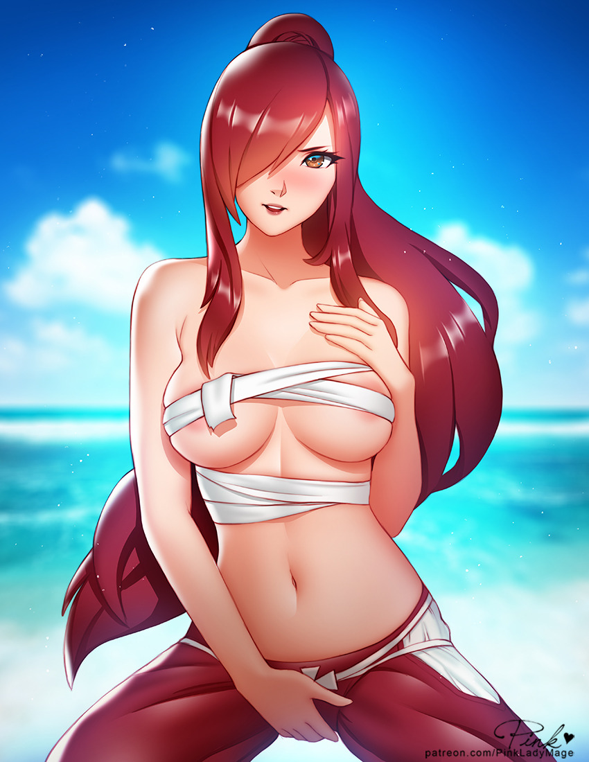 pinkladymage:  Erza Scarlet from Fairy Tail =^ - ^= She is taking this heat better