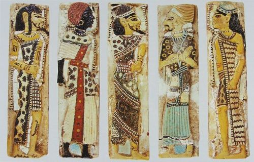 egypt-museum:Ramesses III Prisoner TilesThese Egyptian faience tiles paved the floor near the window
