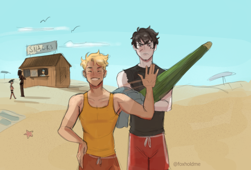 koihoi:I wanted to draw a jerejean beach day, and you know jean would burn soooo bad.