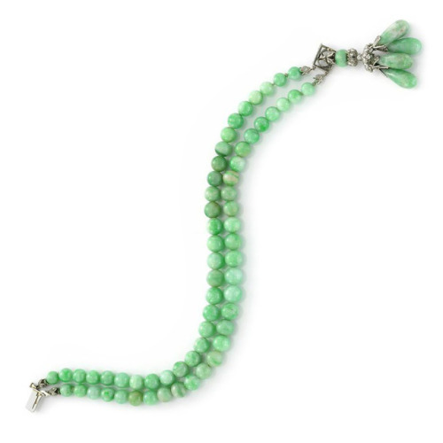 Art Deco Jade and Diamond Tassel Bracelet, Circa 1920