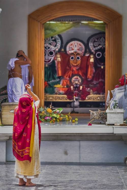 Jagannatha , Baladeva and Subhadra at Govindaji temple, Imphal, Manipur , photo by Ronel Kongkham 