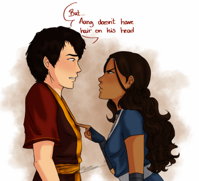 citrina-posts:moonmeg:I have no caption for this :) Based on:[ID: A three paneled comic of Zuko and Katara, dressed in their Book 3 clothes. In the first, Katara is glaring angrily at Zuko and pointing one finger to his chest. She is saying, “If you