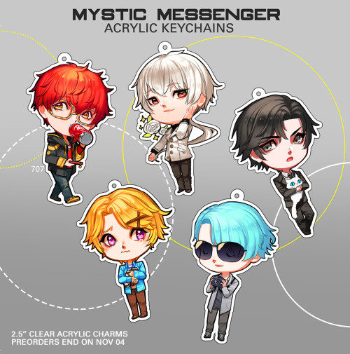 hyperloica: HELLO! I’m opening PREORDERS of these acrylic charms (^ o ^)!707, Zen, Jumin, Yoosung a