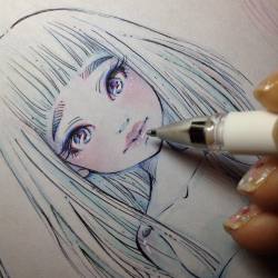 ateliermomoni:  Working in the LEbjd prints~ #doll #drawing #bjd #art #traditional 