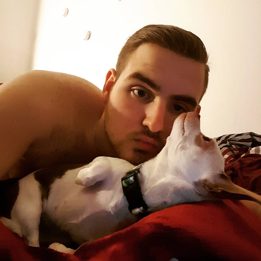 patric-k-c:Some long overdue cuddling 😊 #cuddle #chihuahua #dogs #handsome #gay