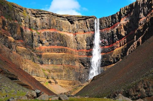 Hengifoss – the striped waterfallThis waterfall is one of the highest in Iceland measuring 128 m fal