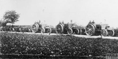 thisdayinwwi:Sep 1914 “Daimler-Foster tractors towing a heavy artillery gun for the defence of Paris