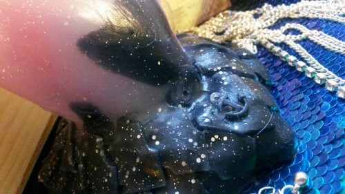 tailsnportholes:  Custom merman in pink,  pure and black nebula colors!   WOW that’s a delightful color!