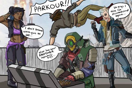 did a silly borderlands 3 drawing of me and the squad and our common voicelines while playing