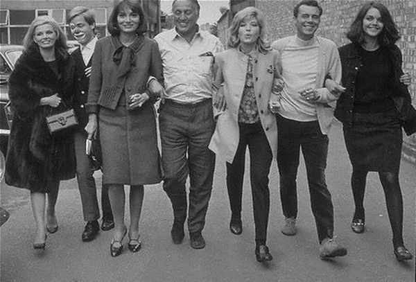 Summer 1965 
L-R: Scilla Gabel, Lex Schoorel,  Rossella Falk, Joseph Losey, Monica Vitti, Dirk Bogarde and Tina Aumont during 