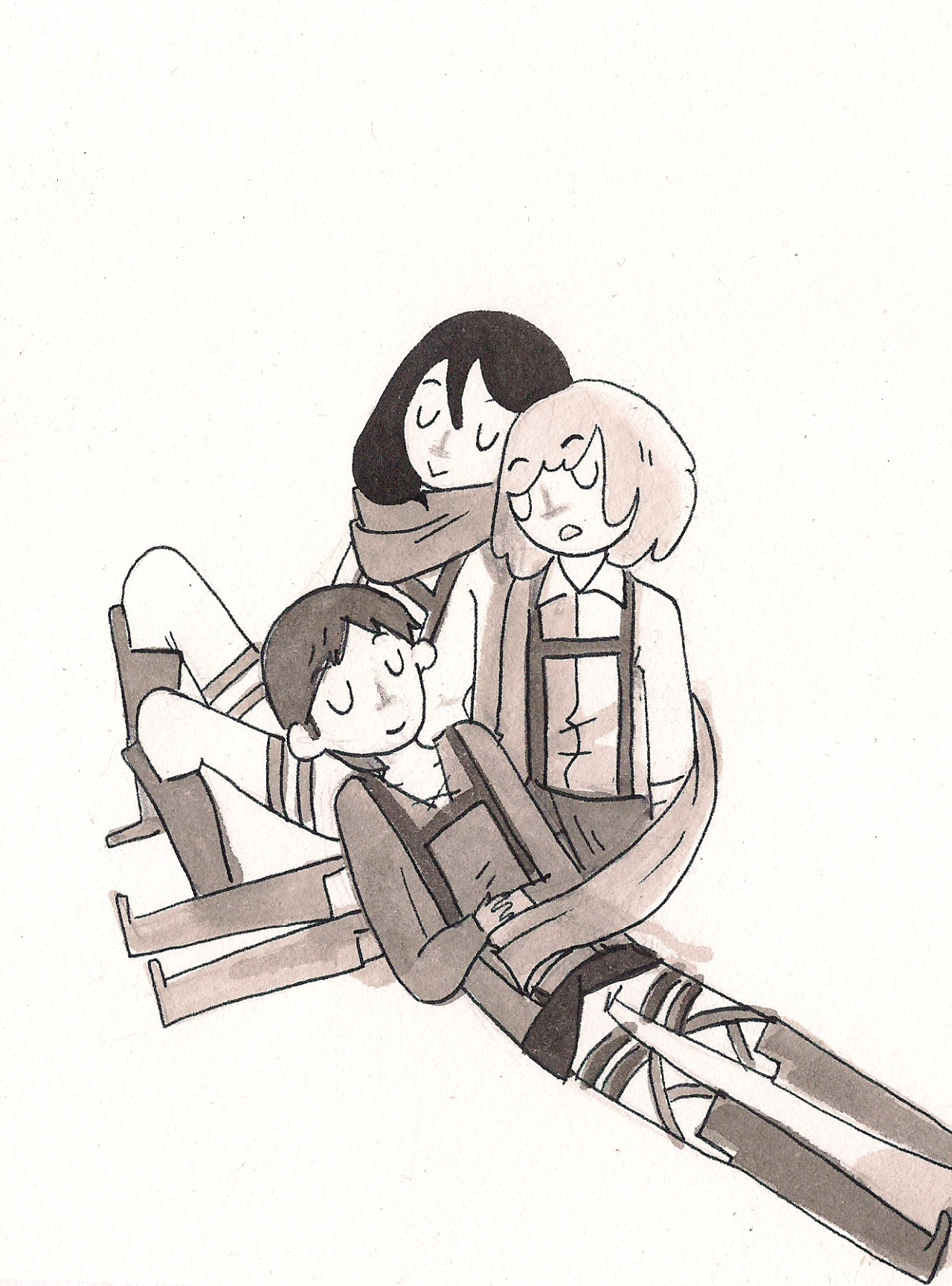 oliviawhen:  Some little watercolor and ink paintings of my favorite trio. 
