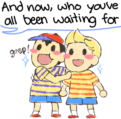 jen-jen-rose:  ness and lucas still unconfirmed for smash bros 