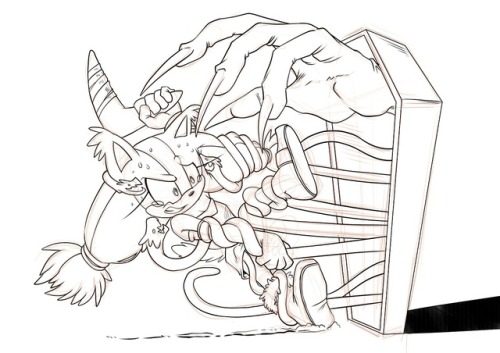 Tier Reward sketch for Damo of Sticks getting dragged into a corruption coffin.  Patreon  •  Tumblr  •  Inkbunny  •  Furaffinity