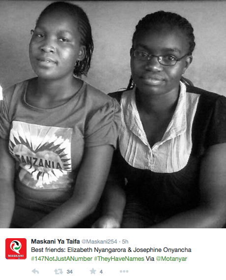 micdotcom:#147NotJustaNumber. We must not forget those lost in Kenya last week. On Monday, Kenyans took to Twitter  to remind the world that “147” isn’t just the number of bodies that  were strewn about Garissa University campus after four members