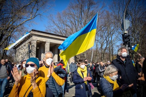 Berlin, 13.3.22, Peace demonstration in Berlin with Ukrainian flag#peace #ukraine #berlin #demonst