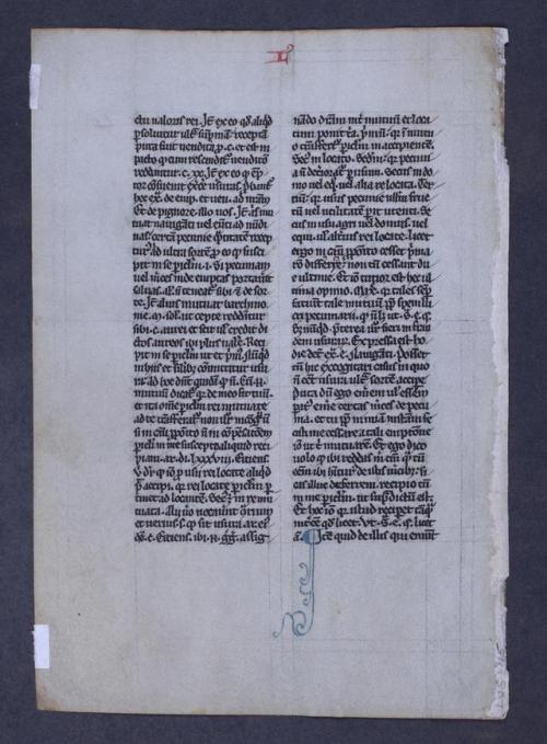 LJS 115 Manuscript leaf from Summa de poenitentia et matrimonio. Mid 13th Century.Leaf from Liber II