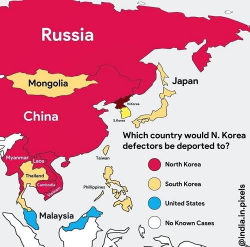 mapsontheweb: Which countries are North Korean defectors deported to.by @indiainpixels