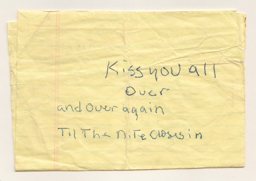 blurfleur:  love-lettersanonymous:  This note was found in New Orleans.Kiss you all over and over again Til the nite closes in   <3 shop: rosecovintage.com <3free 2 day shipping with amazon prime!!