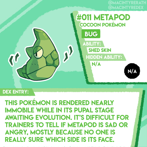 New Pokédex entry added!No.011 Metapod