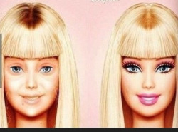 staciecd:Ken on the left before make up….Barbie on the right after make up  Hahahahaha!  Yep!