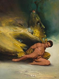 James Gleeson (1915 – 2008), Male Nude And Spink