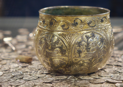 Viking Treasure Hoard from The Yorkshire Museum, York. The coins and other treasures were found cont