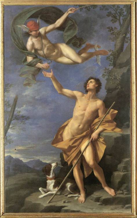 centuriespast:    CRETI, DonatoMercury and Paris1710sOil on canvas, 272 x 176 cmPalazzo d'Accursio, Bologna   